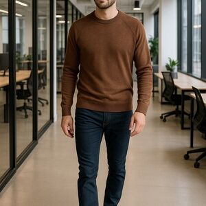 J.Crew Jeans Slim Fit Brown Crewneck Sweater – Men’s Medium”